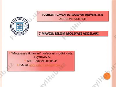 islom moliyasi asoslari — PPTX