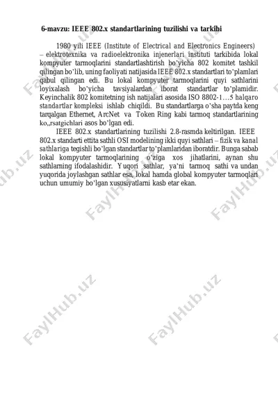 ieee 802.x standartlarini tuzilishi va tarkibi — PDF