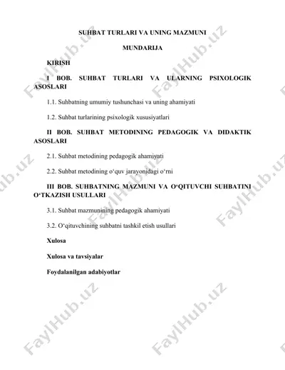 suhbat turlari va uning mazmuni — DOCX