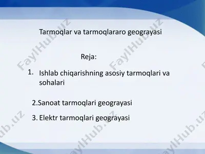 tarmoqlar va tarmoqlararo geografiyasi — PPTX