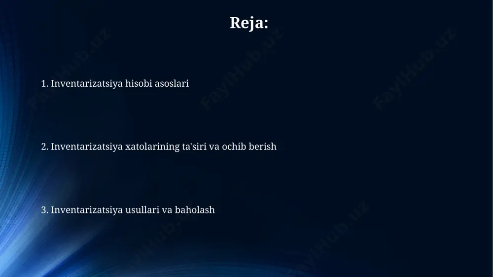 lab chiqarish xarajatlariga yoki sotish xarajatlariga, 9430 schyot bo'yicha, o'tkaziladi. normadan oshgan qismi aybdorlardan undiriladi. ortiqchalik esa inventarizatsiya qiymatida baholanadi va 9210 schyot "boshqa operatsion daromadlar"ga kiritiladi. ortiqcha qiymat balansda aktiv sifatida ko'rsatiladi, 1510 schyot orqali qayd etiladi. inventarizatsiya hisobini yuritish tizimlari ikkinchidan, davriy inventarizatsiya tizimi mavjud bo'lib, muayyan vaqt oralig'ida (masalan, har chorakda) inventarizatsiya jismonan sanaladi. bu usul aniq bo'lmasligi mumkin, lekin xarajatlarni 15-20% gacha kamaytiradi. birinchidan, uzluksiz inventarizatsiya tizimi mavjud bo'lib, har bir sotuv yoki xarid amalga oshirilganda inventarizatsiya balansini doimiy yangilab turadi, aniq hisob-kitoblar uchun. u real vaqt rejimida 365 kun inventarizatsiya ma'lumotlarini beradi. chakana inventarizatsiya usuli chakana inventarizatsiya usuli chakana narxlardagi inventarizatsiya qiymatidan xarajat qiymatiga aylantirilishini ta'minlaydi, 100% dan xarajat nisbatini ayirish orqali. chakana inventarizatsiya usuli xarajat usuli hisoblanadi, unda yakuniy inventarizatsiya chakana narxlarda aniqlanadi va xarajatlar nisbati olinadi. inventarizatsiya aylanmasi inventarizatsiya aylanmasi ko'rsatkichi omborxona samaradorligini baholashda muhim ahamiyatga ega. yuqori aylanma (5 martadan yuqori) talabning …