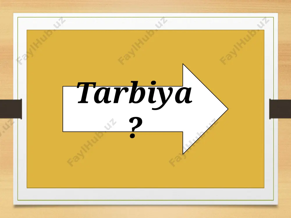 sh bumerang 5-qoida 6-qoida 7-qoida o’rgatish va odatlantirish tarbiya usullari tushuntirish va mashq ibrat va namuna tushuntirish na’muna nasihat berish qoralash va jazo suhbat hikoya mashq o’rgatish topshiriq pedagogik talab o’z-o’zini tahlil qilish o’z o’zini nazorat qilish o’z-o’zini baholash tarbiya usullari adabiyotlar ro’yxati: 1. xodjaev b.x. umumiy pedagogika nazariyasi va amaliyoti. darslik. – t.: “sano-standart” nashriyoti 2017, 417- bet. 2. musurmonova a. va boshqalar. umumiy pedagogika. o‘quv qo‘llanma. «ozkitobsavdonashriyoti», 2020. 399-bet. 3. krivshenko l.p. pedagogika. 2-ye izdanie. uchebnik dlya bakalavrov (russian edition), izdatelstvo “prospekt» (december 10, 2019), 756-str. 4. sandra p.a. robinson, verna knight. handbook of research on critical thinking and teacher education pedagogy. igi global; 2019. 446 pages. 5. xutorskoy a.v. pedagogika. uchebnik dlya vuzov. standart tretego pokoleniya. – spb: piter. 2019. – 608 ss.il – (seriya «uchebnik dlya vuzov»). 6. lukashevich v.v., pronina ye n. psixologiya i pedagogika. uchebnik. «knorus», 2019. 296-str. . e’tiboringiz uchun rahmat..! image7.png image8.png …