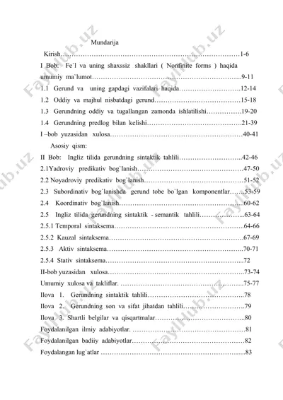gerundning hozirgi zamon ingliz tili grammatikasida tutgan o`rnini aniqlashdan — DOC