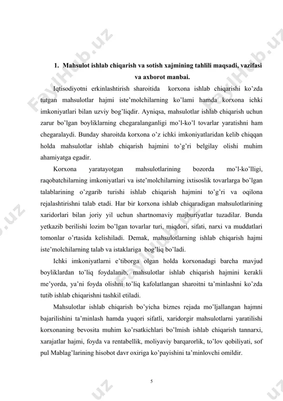’zbekistondagi investitsiya siyosatining yana bir muhim jihati - xorijiy sarmoyadorlarga berilayotgan imtiyozlardir. xorijiy sarmoyadorlarda qiziqish uyg’otayotgan ikkita imtiyozni misol sifatida aytishimiz mumkin. birinchisi, agarda ular qo’shma korxona tuzib, uni o’zbekiston respublikasining investitsion dasturiga kiritsalar, 7 yil davomida foydadan olinadigan soliqdan ozod etiladilar. ikkinchisi, agar mavjud qonunlar o’zgarib boradigan bo’lsa va bu o’zgarishlar u yoki bu kompaniyaga iqtisodiy yoki boshqa jihatdan zarar yetkazadigan bo’lsa, o’sha xorijlik sarmoyador o’zbekistonga kirib kelgan paytdagi qonunchilikdan yana 10 yil davomida foydalanishi va barqaror vaziyatda ishlashi mumkin. hozirgi iqtisodiyotni erkinlashtirish sharoitida sanoat korxonalarining ishlab chiqargan mahsulotlar hajmi miqdoriy, shartli – miqdoriy, mehnat va qiymat o’lchovlarida o’rganilishi mumkin. bu o’lchovlar tarkibida ishlab chiqarilgan mahsulotlar hajmini o’rganishda qiymatda hisoblangan ko’rsatkichlarni tahlil etish muhim o’rin egallaydi. ya’ni, korxona bo’yicha barcha turdagi ishlab chiqarilgan mahsulotlar hajmi qiymat o’lchovida umumlashadi. boshqaruv tahlili uchun sanoat korxonalari ishlab chiqargan mahsulot hajmini o’rganishda quyidagi umumlashtiruvchi ko’rsatkichlar o’rganiladi: · yalpi mahsulot; · tovar mahsuloti; · …