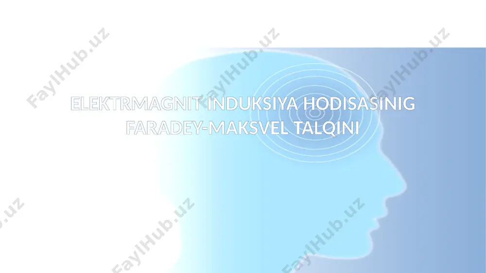 uyurmali elektr maydonini maksvell siljish toki deb atadi. siljish tokining vujudga kelishi uchun zarrachalarning tartibli ko’chishi emas, balki o’zgaruvchan elektr maydoni bo’lishi kifoyadir. o’zgaruvchan tok manbaiga ulangan kondensatordan iborat zanjirni kuzatamiz kondensator zaryadlanib, razryadlanib turishi tufayli qoplamalar orasidagi elektr maydoni ham davriy o’zgarib turadi. siljish toki o’tkazuvchanlik toki chiziqlarini o’tkazgich – dielektrik chegarasida uzmay, balki uni nafaqat dielektrik ichida, hatto vakuumda ham tutashtirib yuboradi. siljish toki ham o’tkazuvchanlik toki kabi magnit maydoni hosil qiladi. siljish tokining magnit maydoni hosil qilishini eyxenvold (1901 y.) tajribada aniqlagan. siljish toki va u hosil qilgan magnit maydon faqat elektr siljish vektori -ning o’zgarish tezligiga proporsionaldir degan xulosa kelib chiqadi. endi siljish tokining yo’nalishini aniqlaymiz. kondensator zaryadlanishida tok o’ngdan chapga oqadi. induksiya vektori -ortadi, bunda >0 bo’lishi kuzatiladi hamda siljish vektori bilan mos tushadi. siljish toki zichligining vektori o’tkazuvchanlik toki vektori bilan bir tomonga yo’nalgan bo’ladi. etiboringiz uchun rahmat image1.png image2.jpeg image3.gif image4.png image5.png image6.png …