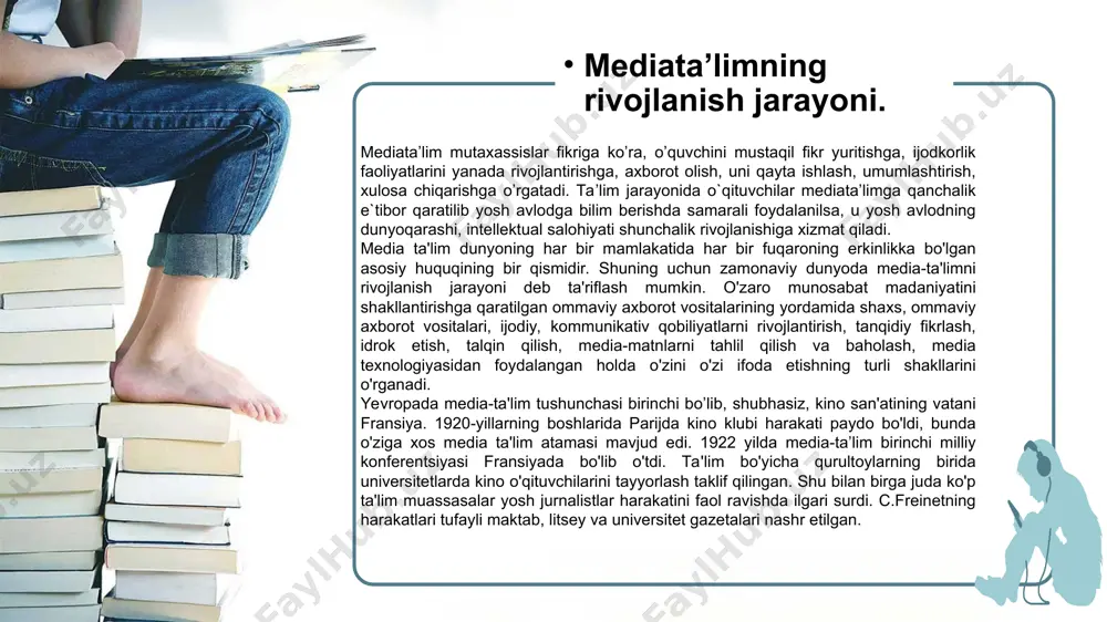 kibiy qismi hisoblanadi. demak, bugun umumiy o’rta ta`lim maktablari o`qituvchilarini mediakompitentligini rivojlantirgan holda mediata’lim sirlarini nazariy jihatdan puxta o’rganib, ta`lim jarayonidagi amaliyotda yetarli darajada qo’llash maqsadga muvofiqdir. axborot kommunikasiyaning globallashuvi sharoitida ta’lim jarayonida o’ziga xos talablar paydo bo’lmoqda. bu talablar bevosita mediakompitentlik bilan chambarchas bog’liqdir. kompitentlik-ma’lum bir holat xususida to’g’ri mulohaza yuritish imkoniyatini beradigan bilimga ega bo’lish, dalil isbotli fikr, kishining muayyan sohada saviyasini ifoda etadigan atama. ba'zi olimlar "kompetentlik"ni amaliy va nazariy bilimlar, kognitiv qobiliyatlar, xatti-harakatlar va ish faoliyatini yaxshilash uchun foydalaniladigan qadriyatlarning kombinatsiyasi deb biladilar yoki yaxshi malakaga ega bo'lish, muayyan rolni bajarish qobiliyatiga ega bo'lish holatidir. masalan, boshqaruv kompetensiyasi tizimli fikrlash va hissiy intellektni, ta'sir qilish va muzokaralar olib borish ko'nikmalarini o'z ichiga olishi mumkin. kompitentlik (compitence) bo'yicha tadqiqotlar shuni ko'rsatadiki, kompetentsiya juda murakkab va keng qamrovli tushunchani qamrab oladi va turli olimlar kompetentsiyaga turli xil ta'riflarga bergan. zemekning ta’rificha -1982 yilda zemek kompetentsiyani aniqlash bo'yicha tadqiqot …