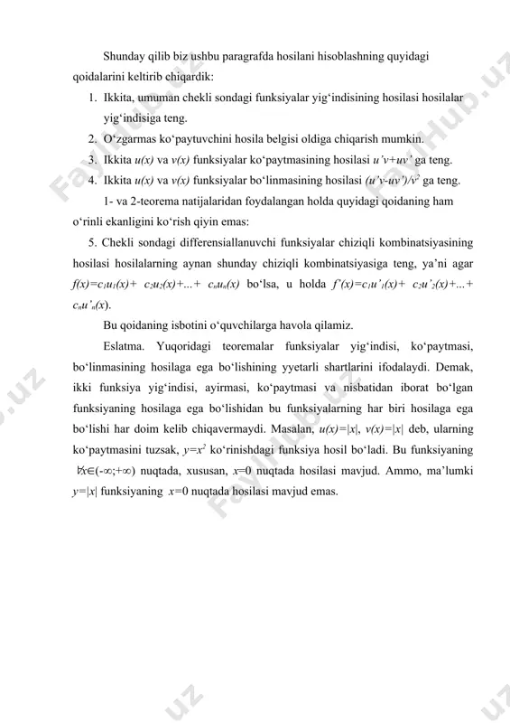 hosila hisoblash qoidalari - Page 5
