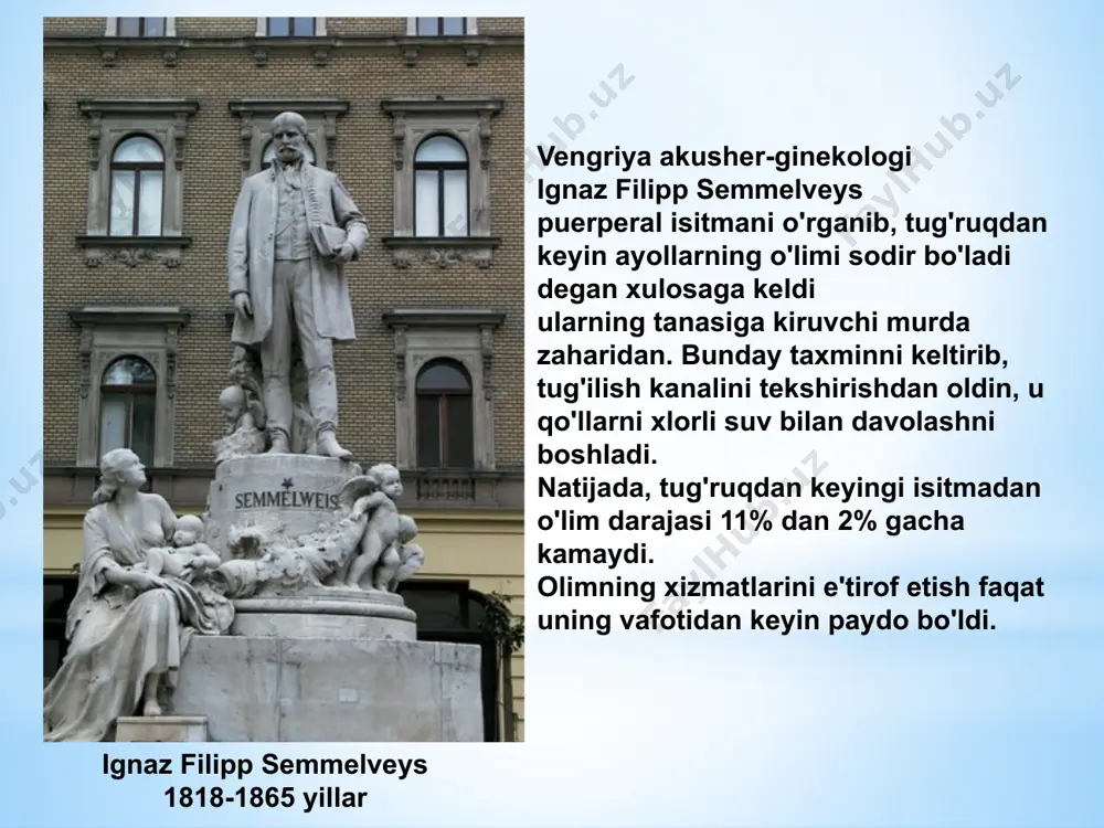 arrohlik yo'lini sterilizatsiya qilish asboblar ultraviyole kamera "panmed» pervomur,2,4% eritma (chumoli kislotasi, vodorod periks va suv aralashmasi) - kerak bo'lganda tayyorlanadi. ushbu ingredientlar birlashtirilganda formik kislota hosil bo'ladi - juda samarali antiseptik. qo'llar 1 daqiqa davomida antiseptik bilan havzada yuviladi. xlorheksidin,0,5% spirtli eritma (gibiskrab) - qo'llar eritma bilan namlangan uchta tampon bilan ishlanadi, lekin har biri 1 daqiqa. cutasept "g", cutasept "f",gepatit b viruslari, oiv infektsiyasi, retroviruslarga qarshi samarali bo'lgan, teri tomonidan yaxshi muhosaba qilinadi. aktiv moddalarning patentlangan kombinatsiyasi bilan eng yangi antiseptik hisoblanadioktenisept.uning uzunligi bor (1 soatgacha) bitta dasturdan keyin antiseptik ta'sir. qayta ishlash uchun ishlatiladigan antiseptiklar jarrohning qo'llari antiseptiklar antiseptiklar- yaradagi, patologik o'choqdagi yoki umuman organizmdagi mikroblarni yo'q qilishga qaratilgan chora-tadbirlar majmui. antiseptiklarning quyidagi turlari mavjud: - mexanik, - jismoniy, - kimyoviy, - biologik - aralashgan. mexanik antiseptik-bu yara infektsiyasini oldini olish va davolash uchun amalga oshiriladigan infektsiyalangan va yashovchan bo'lmagan to'qimalarni mexanik ravishda olib tashlashdir. tualet va …
