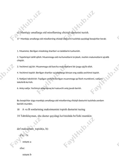 takrorlanuvchi algoritmlar yaratish — DOCX