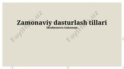 zamonaviy dasturlash tillari — PPTX
