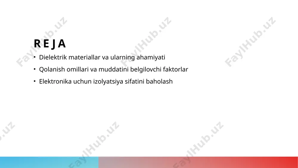 o'ynaydi. innovatsion imkoniyatlar yangi dielektrik materiallar ishlab chiqarish bilan, nazorat ostidagi xususiyatlar va samaradorlikni oshirish imkoniyatlari paydo bo'lmoqda, bu esa texnologiyalarni rivojlantiradi. dielektriklarning qolanishiga olib keluvchi asosiy omillar. dielektriklar va stress dielektrik materiallar mexanik stressga duchor bo'lganda, ularning tuzilishi va xususiyatlari buzilishi mumkin, bu esa ularning qolanishiga olib keladi. harorat va muhit harorat o'zgarishi dielektriklarning dielektrik xususiyatlariga ta'sir qiladi. yuqori haroratlar materiallarning degradatsiyasini tezlashtiradi va izolyatsiya sifatini pasaytiradi. kimyoviy ta'sir kimyoviy moddalar, masalan, korroziya yoki ifloslanish, dielektrik materiallarning qolanishiga sabab bo'lishi mumkin. bu ta'sirlar materialning uzun muddatli ishlashiga zarar yetkazadi. elektrik maydonlar kuchli elektr maydonlar dielektrik materiallarda ionlashish va qizish jarayonlarini keltirib chiqaradi. bu jarayonlar izolyatsiya sifatining pasayishiga olib kelishi mumkin. muddatni belgilovchi kimyoviy va fizik jarayonlar. 01 kimyoviy jarayonlar dielektrik materiallarda kimyoviy jarayonlar, masalan, oksidlanish, materialning strukturaviy o'zgarishlariga olib keladi, bu esa izolyatsiya sifatini pasaytiradi. 02 fizik jarayonlar dielektriklarning fizik jarayonlari, masalan, issiqlik kengayishi va qisqarishi, materialning deformatsiyasiga va …