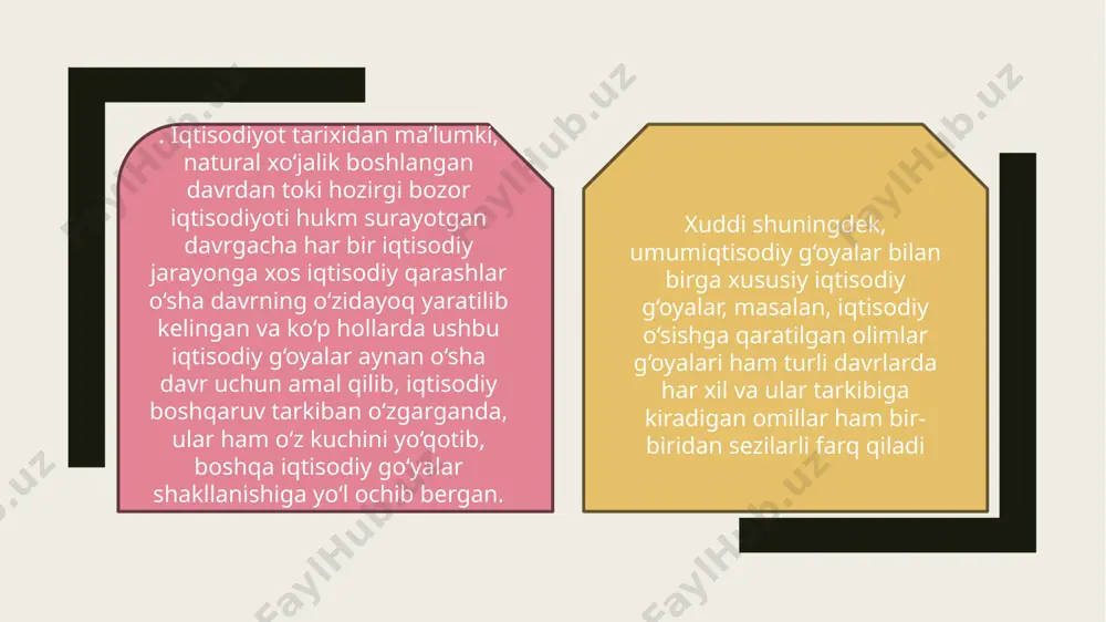usullar orqali real iqtisodiy jarayonlami abstrakt holda umumlashtirilgan va soddalashtirilgan ifodasi bo‘lib hisoblanadi. bugungi kunda iqtisodiyotda ikki turdagi iqtisodiy o‘sish modeli: neoklassik va yangi keynschilik maktablari nazariyalari keng tarqalgan. e’tiboringiz uchun tashakkur! /docprops/thumbnail.jpeg