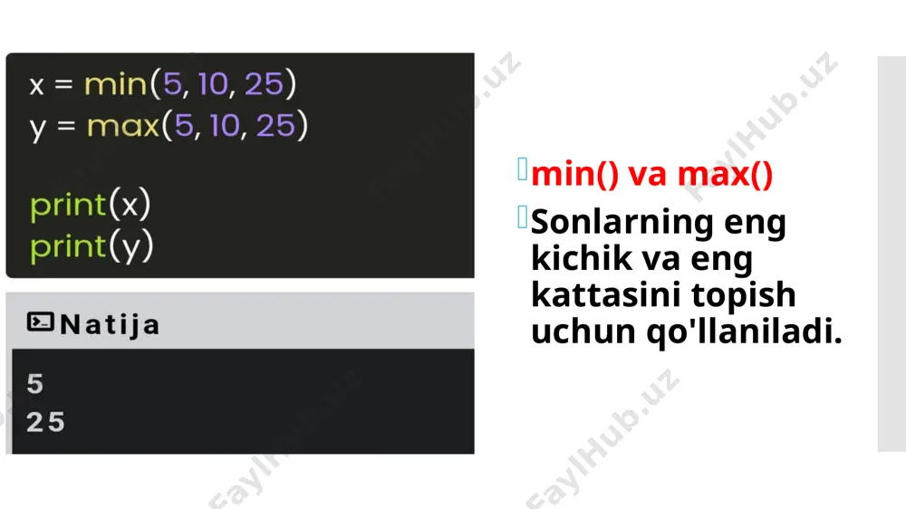 paythonda qo‘llaniladigan matematik funksiyalar - Page 4
