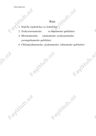 sinfcha (ajdodcha) ra`noqabilalar (rosidae) — DOC
