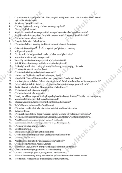 o'lchash va o'lchov usullari — DOCX
