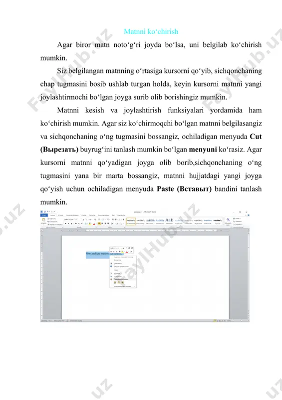 6-sinflar uchun matn qo'shish, o'zgartirish va ko'chirish dars ishlanmasi - Page 4