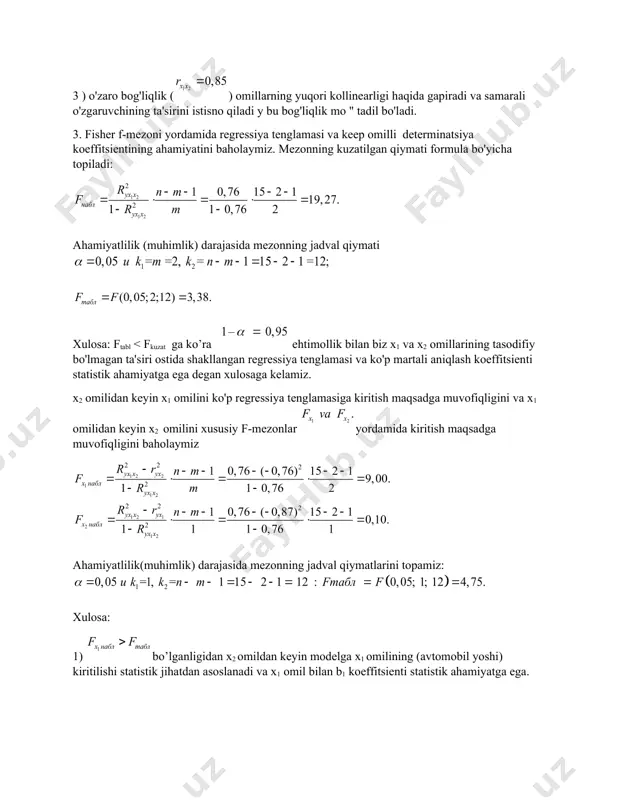 chiziqli ko'p omilli regressiya bo'yicha statistik tahlil - Page 5