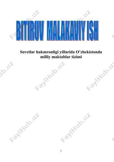 sovetlar hukmronligi yillarida o’zbekistonda milliy maktablar tizimi — DOC