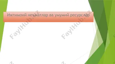 ижтимоий неъматлар ва умумий ресурслар — PPTX