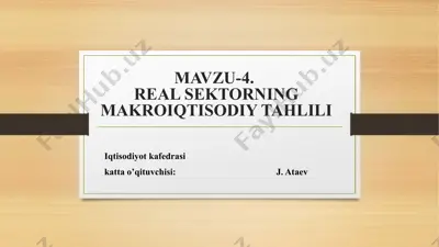 real sektorning makroiqtisodiy tahlili — PPTX
