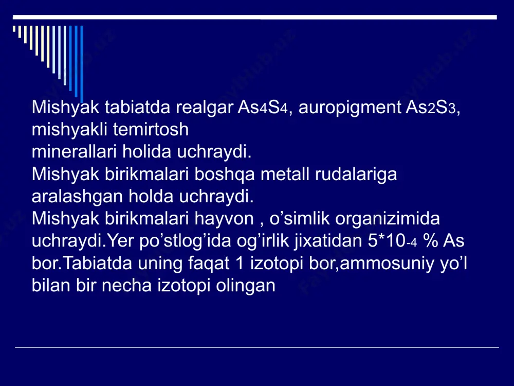mishyak, surma va vismutning birikmalari, xossalari va olinishi - Page 3