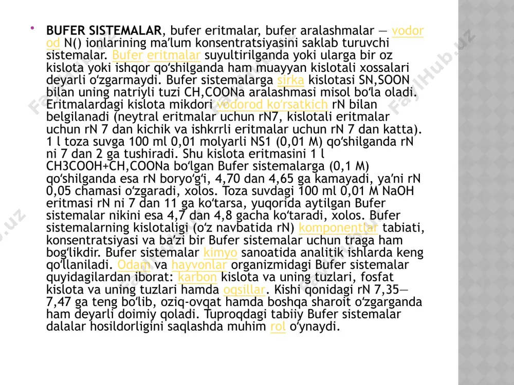 qalar) dukkakli oʻsimliklar ildizida azot toʻplovchi tuganaklar hosil boʻlishiga va tuproqda azot toʻplovchi mikroorganizmlar koʻpayishiga yordam beradi. oʻsimliklarni begona oʻtlar, kasalliklar va zararkunandalardan kimyoviy yoʻl bilan muhofaza qilish keng yoʻlga qoʻyilgan, bu maqsadda xlororganik birikmalar, fosfororganik birikmalar, oltingugurtning organik birik-malaridan foydalaniladi. begona oʻtlarni yoʻqotish uchun ishlatiladigan kimyoviy vositalar (gerbitsidlar), shuningdek, defoliantlar va desikantlar ishlab chiqarishda ham anchagina muvaffaqiyatlarga erishildi. qishloq xoʻjaligik.ni amalga oshirishda kimyoviy vositalardan foydalanish ishlarini mexanizatsiyalashtirish katta ahamiyatga ega. oʻgʻitlarni tayyorlash va solish uchun mashinalar (kultivatorlar, quyuq va suyuq oʻgʻitlar soladigan mashinalar), purkovchi (yerda) va changlovchi (havoda—aviatsiya), urugʻlikni dorilovchi va boshqa moslamalardan keng foydalaniladi. qishloq xo’jaligida kimyoviy moddalardan foydalanishni takomillashtirish 2004 yildan boshlab qishloq xoʻjaligiga xizmat koʻrsatadigan "qishloq-xoʻjalikkimyo" hududiy aksiyadorlik jamiyatlari va ularning tuman boʻlimlari "oʻzkimyosanoat" davlat-aksiyadorlik kompaniyasi tarkibiga oʻtkazildi. oʻsimliklarni zararkunanda va kasalliklardan himoya qilish respublika markazi va uning viloyat markazlari hamda barcha tumanlarda otryadlari (160 ga yaqin) tashkil etildi. oʻzbekiston kimyo sanoati qishloq xoʻjaligi uchun jami …