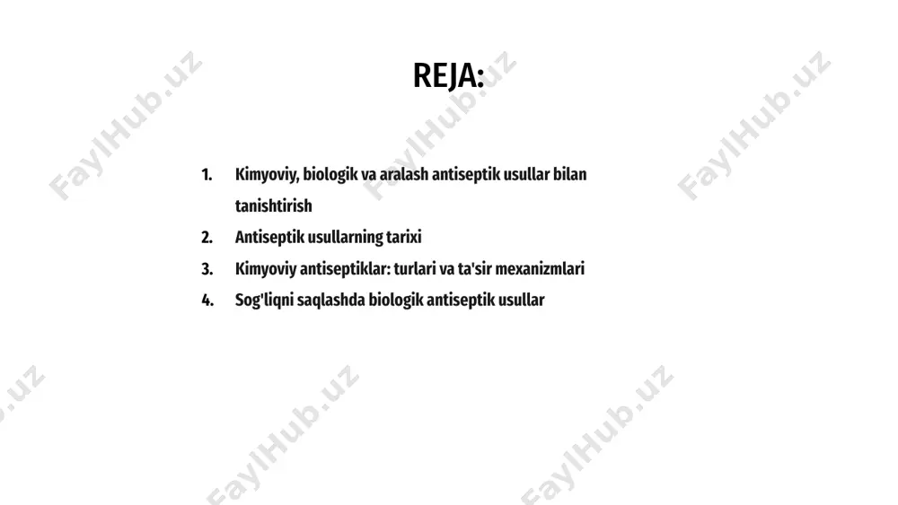 a antiseptik usullarning afzalliklaridan foydalanishi mumkin. kimyoviy antiseptiklar: turlari va ta'sir mexanizmlari kimyoviy antiseptiklar teri yoki boshqa sirtlarda mikroorganizmlarning ko'payishini inhibe qilish uchun ishlatiladigan moddalardir. ular mikroorganizmning hujayra devorini yoki membranasini buzish orqali ishlaydi. kimyoviy antiseptiklarning ba'zi keng tarqalgan turlariga alkogol, yod va xlorheksidin kiradi. ushbu moddalar ko'pincha sog'liqni saqlash muassasalarida infektsiyani oldini olish va jarohatni davolashni rag'batlantirish uchun ishlatiladi. kimyoviy antiseptiklarning ta'sir qilish mexanizmlari moddaning turiga qarab o'zgaradi. masalan, alkogol oqsillarni denatüratsiya qiladi, yod esa hujayra metabolizmiga aralashadi. ushbu mexanizmlarni tushunish samarali foydalanish uchun juda muhimdir. salavha biologik antiseptik usullar patogenlarning ko'payishini oldini olish va sog'liqni saqlash muassasalarida infektsiyalarning oldini olish uchun tirik organizmlar yoki ularning qo'shimcha mahsulotlaridan foydalanadi. 1 bu usullar zararli patogenlarga qarshi kurashish uchun foydali bakteriyalarni kiritadigan probiyotiklardan foydalanish yoki biofilmlarni parchalash uchun fermentlardan foydalanishni o'z ichiga olishi mumkin. 3 tabiatning kuchidan foydalangan holda, biologik antiseptik usullar sog'liqni saqlashda zararsizlantirish uchun yanada barqaror va potentsial kamroq …