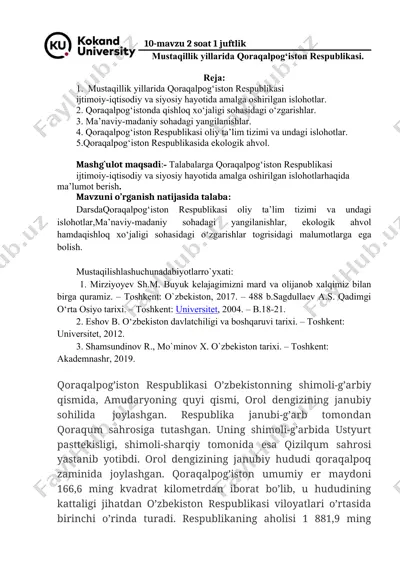 qoraqalpog‘iston respublikasi mustaqillik yillarida — DOCX