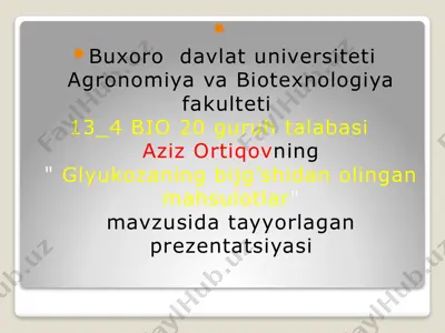 glyukozaning bijg’shidan olingan mahsulotlar — PPTX