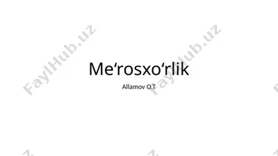 me‘rosxo‘rlik — PPTX