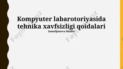 kompyuter laboratoriyasida texnika xavfsizligi qoidalari — PPTX