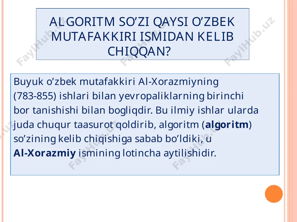 tuzish b) dasturni kompyuter xotirasiga kiritish va tuzatish d) olingan natijalarni tahlil qilish 1-bosqich 2-bosqich 4-bosqich 3-bosqich 5-bosqich 6-bosqich скачано с www.znanio.ru unknown-0.unknown unknown-1.unknown unknown-2.unknown å = 10 1 3 1 n n c bx e ax y x + × × = - sin 2 e , 0 , ) cos( 0 2 = £ £ + = - t b at h t t t bt a e y