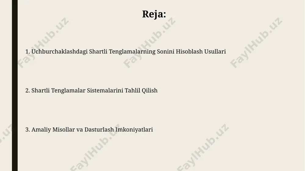 ining minimumi topish uchun 1 dan ortiq qisman hosilalar hisoblanadi va jacobian matritsasi qo'llaniladi. iterativ usullar 2-normasi bo'yicha qoldiq vektorining normasi 10⁻⁶ dan kam bo'lganda iteratsiyalar jarayoni to'xtatiladi, bu esa taxminan 5-10 marta kamroq iteratsiyani talab qilishi mumkin, agar oldindan yaxshi taxmin mavjud bo'lsa. iterativ usullarni qo'llashda optimal parametrlarni topish uchun 3-5 ta turli xil boshlang'ich qiymatlar bilan tajriba o'tkazish tavsiya etiladi, bu esa yechimning aniqligini va yaqinlashish tezligini oshiradi. nuqtalar orasidagi masofalar agar n ta nuqta bo'lsa, nuqtalar orasidagi masofalar soni n(n-1)/2 ga teng bo'ladi, lekin triangulyatsiya uchun faqatgina ba'zi bir masofalar ishlatiladi, qolganlari ortiqcha bo'ladi. triangulyatsiya jarayonida, ma'lum masofalar orqali noma'lum nuqtalarning koordinatalarini hisoblash uchun kamida 3 ta shartli tenglama va 3 ta noma'lum o'zgaruvchi bo'lishi zarur. ortiqcha tenglamalar muammosi agar o'lchovlar soni minimal talabdan oshib ketsa, ortiqcha tenglamalar muammosi yuzaga keladi, bu esa kamida kvadratlarning eng kichik yig'indisi usuli yoki kalman filtri kabi optimallashtirish texnikalarini qo'llashni talab …