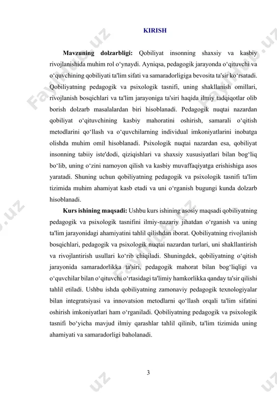 tabiiy moyilligi to‘g‘ri yo‘naltirilsa va rivojlantirilsa, kelajakda u o‘z sohasida yuqori natijalarga erishishi mumkin. shu sababli, ta’lim va tarbiya jarayonida bolalarning individual qobiliyatlarini aniqlash va ularni qo‘llab-quvvatlash muhimdir. qobiliyat umumiy va maxsus turlarga bo‘linadi. umumiy qobiliyat odamning turli hayotiy vaziyatlarga moslasha olish qobiliyatidir. masalan, mantiqiy fikrlash, tez anglash va muammolarni hal qilish kabi jihatlar umumiy qobiliyat sifatida namoyon bo‘ladi. maxsus qobiliyat esa muayyan faoliyatga oid bo‘lib, san’at, sport, ilm-fan yoki texnologiyaga yo‘naltirilgan bo‘lishi mumkin. insonning muvaffaqiyati ko‘p jihatdan uning qobiliyatlaridan tashqari mehnatiga bog‘liq. ba’zi hollarda tug‘ma iste’dod muvaffaqiyat garovi bo‘lsa, boshqa holatlarda esa muntazam mashq va izlanishlar orqali yuqori natijalarga erishish mumkin. qobiliyatni rivojlantirish uchun inson o‘z ustida ishlashi, o‘rganish jarayoniga jiddiy yondashishi va tajriba orttirishi kerak. shuningdek, turli faoliyat turlarida o‘zini sinab ko‘rish ham yangi qirralarni ochishga yordam beradi. qobiliyat inson shaxsiyati va xarakteri bilan chambarchas bog‘liqdir. ba’zi insonlar ijodiy fikrlashga moyil bo‘lsa, boshqalar analitik yondashuvni afzal ko‘radi. ayrimlar …