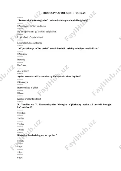 biologiya o’qitish metodikasi — DOCX
