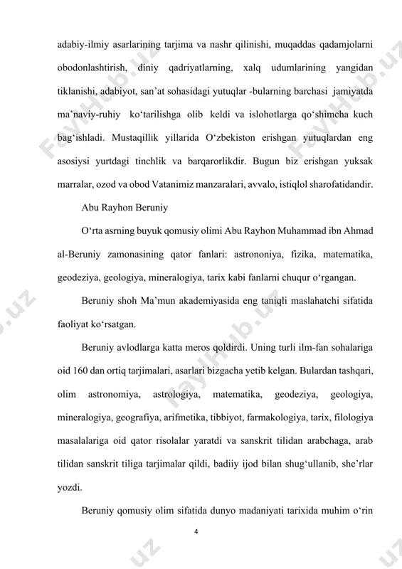 an. mazkur asarni fors tiliga o‘girgan zabiullohxon mansuriyning ta’kidlashicha, sohibqironning esdaliklar tarzidagi qo‘lyozmasi (”temur tuzuklari”) 1610-yilga qadar yaman hurmdori ja’far poshsho qo‘l ostidasaqlangan. uning vafotidan keyin noma’lum bir xattot undan nusxa olish uchun hindistonga olib ketadi. bir ozdan so‘ng bu qo‘lyozma ingliz zobitining qo‘liga o‘tgan va angliyaga olib ketilgan. janob devid ismli kishi orqali u oksford univetsiteti professori uayt tomonidan ingliz tiliga o‘girilgan va 1783-yili nashr qilingan. asar fors tilidan abdurashid abd- ul-jalil tomonidan rus tiliga o‘girilgan va «я, тимур – властитель вселенной» degan nom bilan nyu-yorkda 700 nusxada chop etilgan. jahon tarixida buyuk o‘rinni egallagan bir qator shaxslar qatorida amir temurning ham qo‘yilishi jahon tarixshunoslik ilmida rasm bo‘lgani aniq. bugungi kunga qadar o‘zbekistonda ham temuriylar davri tarixshunosligiga atab o‘nga yaqin doktorlik va nomzodlik ishlari yoqlandi, ilmiy va badiiy adabiyotlar chop etildi va chop etilmoqda. amir temur amir temur ibn amir tarag‘ay 1336-yil kesh (hozirgi shahrizabz) shahri yaqinidagi xoja ilg‘or …