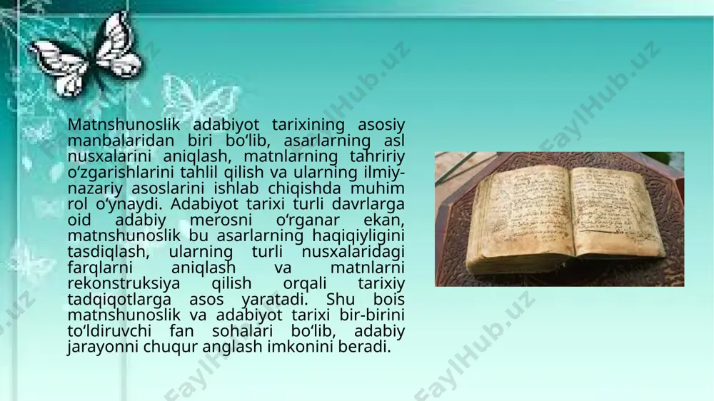 matnshunoslikning adabiyot tarixi va adabiyot shunoslikdagi o‘rni - Page 4