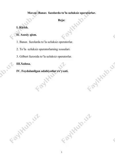 banax fazolarda to’la uzluksiz operatorlar — DOCX