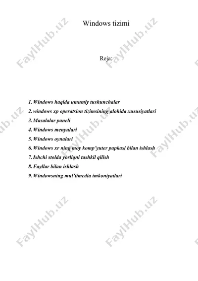 windows tizimi — DOCX