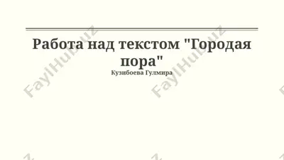 городская пора — PPTX