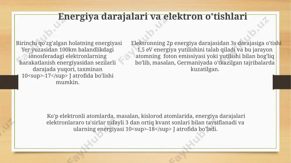 elektron qo‘zg‘algan holatlarning tabiati va xususiyatlari - Page 5