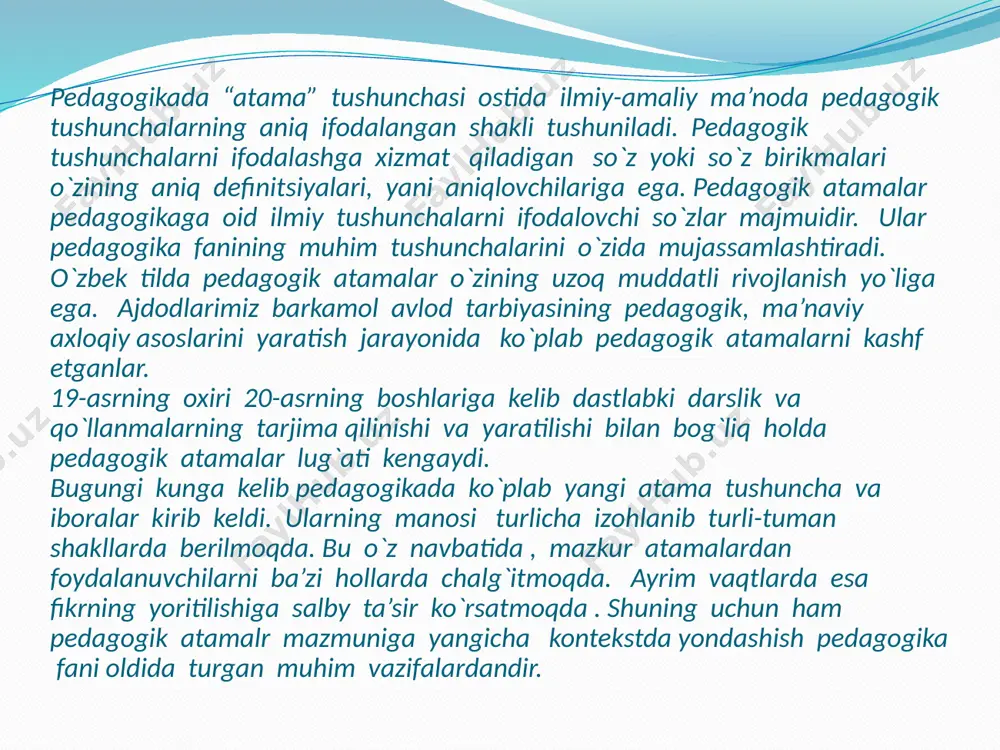 shiriladi. individuallik(lotincha individualuum - bo'linmas) - o'ziga xosligi, o'ziga xosligini ta'kidlaydigan xususiyatlar, fazilatlar, psixikaning o'ziga xosligi, xulq -atvori va faoliyati bilan ajralib turadigan "shaxs“ induksiya(lotincha inductio - deduktsiya) - tadqiqotning usuli, fikrning yakka -yakka umumiylik harakatiga bog'liq. brifing(lat. instrukto - yo'l -yo'riq) - "xulq -atvor me'yorlarini, metodlar va o'quv qo'llanmalaridan foydalanishning o'ziga xos xususiyatlarini, ta'lim operatsiyalarini bajarish jarayonida ishtirok etish arafasida xavfsizlik choralariga rioya qilishni ochib berishni ta'minlaydigan o'qitish usuli. masofaviy ta'lim- o'quv va uslubiy ma'lumotlarni masofadan uzatish vositalaridan foydalangan holda zamonaviy ta'lim texnologiyasi (telefonlar, televizorlar, kompyuterlar, sun'iy yo'ldosh aloqalari va boshqalar). didaktik suhbat- ma'lum bir bilim sohasida talabalarning oldingi tajribasidan foydalanishni ta'minlaydigan va shu asosda ularni muloqot orqali yangi hodisalar, tushunchalar yoki sotib olingan reproduktsiyani xabardor qilishga jalb etishni ta'minlaydigan o'qitish usuli. ta'limga individual yondashuv - har bir bolaga nisbatan o'quvchilarning individual xususiyatlarini (temperament, xarakter, qobiliyat, moyillik, motiv, qiziqish va boshqalar) hisobga olgan holda pedagogik jarayonni amalga oshirish. integratsiyalashgan …