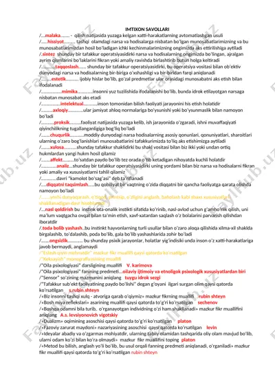 hissiyot va inson psixologiyasi — DOCX