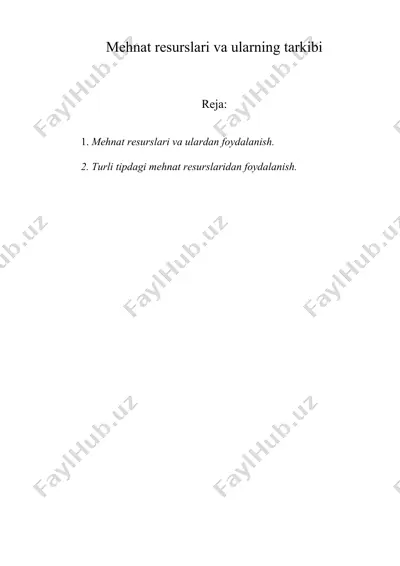 mehnat resurslari va ularning tarkibi — DOC