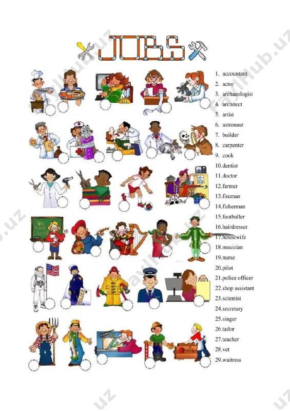 jobs picture dictionary esl vocabulary worksheet - Page 2