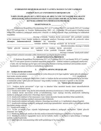 malakaviy pedagogik amaliyot shartnomasi — DOCX