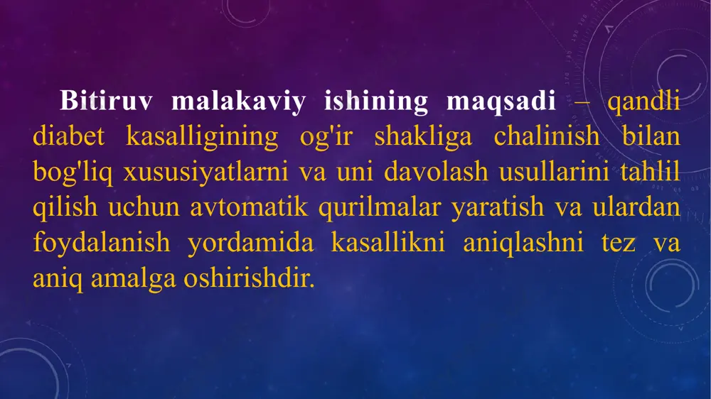 ttadan bittasi qandli diabet bilan yashaydi. 2000 yilda idf atlasining birinchi nashridan beri 20-79 yoshdagi kattalar orasida diabetning tarqalishi uch baravar oshdi. qandli diabet butun dunyo bo‘ylab o‘limning asosiy sabablaridan biridir. covid-19 pandemiyasi bilan bog‘liq o‘lim xavfini hisobga olmaganda, 2021 yilda 20 yoshdan 79 yoshgacha bo‘lgan taxminan 6,7 million kattalar diabet yoki uning asoratlari natijasida vafot etdi. bu ushbu yosh guruhidagi barcha sabablarning 12,2 foiziga to‘g‘ri keladi. qandli diabet bilan bog‘liq barcha o‘limlarning taxminan uchdan bir qismi (32,6%) mehnatga layoqatli (60 yoshgacha) odamlarga to‘g‘ri keladi. u barmoq ustidagi maxsus qisqichdan iborat bo'lib, uning uchlarida led va fotodetektor mavjud. ikkala qurilma ham tashqi yorug'likka ta'sir qilmasligi uchun yopiq bo'lishi kerak. buning uchun ular dikloroetandan tashkil topgan shaffof bo'lmagan qopqoqlar bilan qoplangan. to'lqin uzunligi 940-965 nm bo'lgan al07a tipidagi infraqizil diyot ishlatiladi, minimal radiatsiya quvvati 5,5 mvt, oqim iste'moli 100 ma, 1,8v kuchlanishda. kuzatish burchagi - 300. glyukozani o'lchash uchun klips glyukozani …