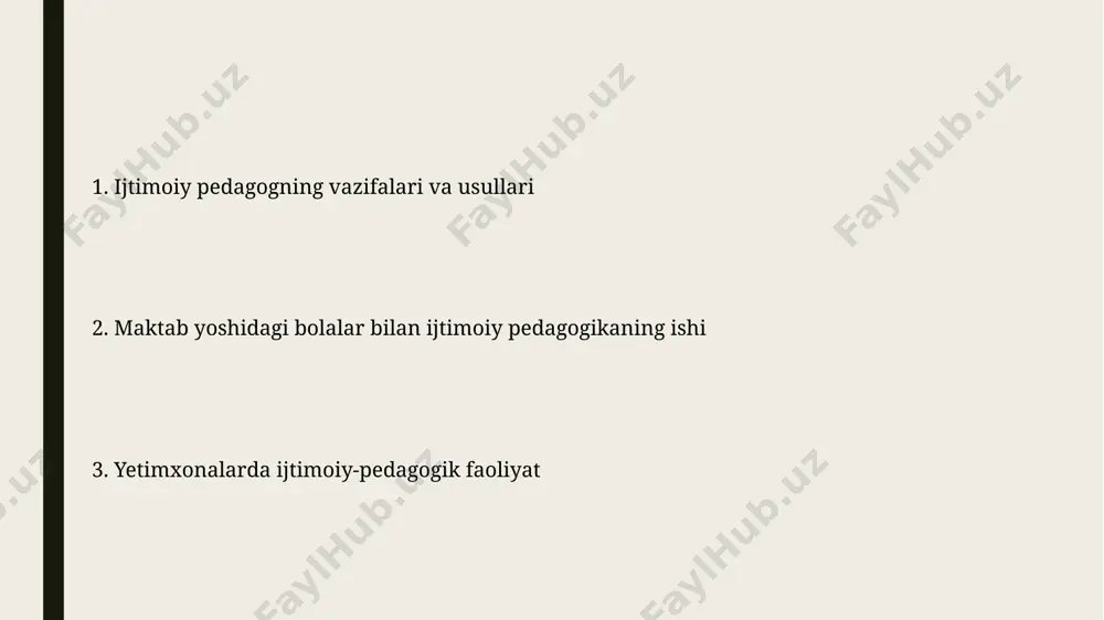 ilaning o'rnini qoplaydigan, 80% dan ortiq vaqtini bolalar bilan o'tkazib, ishonchli munosabatlarni o'rnatadi va ularning moslashuvchanligini ta'minlaydi. guruh va jamoa bilan ishlash metodlari individual terapiya bilan birgalikda qoʻllaniladigan "psixodrama" metodi, 8-12 yoshli bolalarga oʻz his-tuygʻularini ifoda etish va muammolarni hal qilish usullarini oʻrgatishda samarali hisoblanadi. guruhda 5-7 nafar bolani birlashtirib, ularning oʻzaro munosabatlarini kuchaytirishga qaratilgan "rolli oʻyinlar" metodi yordamida ijtimoiy koʻnikmalarni rivojlantirish mumkin. yetim bolalar bilan ishlashda individual yondashuv bolani o‘ziga xos qiyinchiliklariga qarab 5 dan 10 tagacha turli xil qo‘llab-quvvatlash usullarini (masalan, psixoterapiya, ijtimoiy moslashuv dasturlari, badiiy terapiya) qo‘llash, bu usullarni samaradorligini kuzatish va kerak bo‘lganda o‘zgartirishlar kiritish individual yondashuvning muhim jihatlaridan biridir. yetim bolalar bilan ishlashda har bir bolaga 1:1 nisbatda shaxsiy reja tuzish, uning kuchli va zaif tomonlarini aniqlash, 3-5 ta ustuvor maqsadlarni belgilash va ularga erishish uchun individual dasturlarni ishlab chiqish muhim. bolalarning individual ehtiyojlarini aniqlash va ularga moslashtirish bolalarning 5 yoshdan 12 yoshgacha bo'lgan individual …