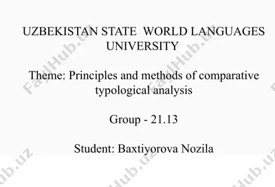 principles and methods of comparative typological analysis — PPTX
