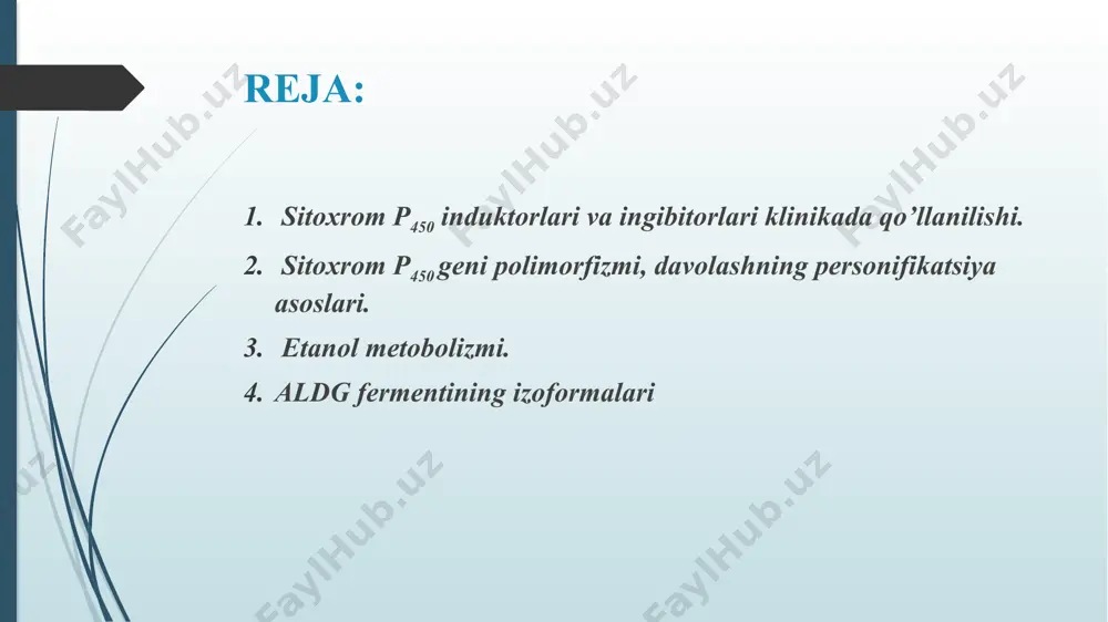 tizimining fermentlari steroidlar, safro kislotalari, yog 'kislotalari, prostaglandinlar, leykotrienlar, biogen aminlar kabi ko'plab endogen kimyoviy moddalarning oksidlovchi, peroksidlovchi va qaytaruvchi metabolizmida hal qiluvchi rol o'ynashi ko'rsatildi cyp450 fermentlari klinik amaliyotda ko'rilgan dorilarning 90% metabolizmi uchun javob beradi, cyp3a4 va cyp2d6 eng muhim fermentlardir. cyp450 fermentlarining polimorfizmi dori reaktsiyasidagi individual va millatlararo o'zgaruvchanlikka va standart doza uchun toksiklikka katta ta'sir ko'rsatadi. cyp450 fermenti substratlari, induktorlari va ingibitorlarining klinik ta'sirini retseptlashda yodda tutish kerak, chunki ular terapiyani buyurishga katta ta'sir ko'rsatishi mumkin evolyutsion jihatdan ancha qadimiy mitoxondrial sitoxrom p-450 tizimi mikrosomal tizimdan monooksigenaza reaktsiyalarini katalizlash uchun nadph dan sitoxrom p-450 molekulasiga elektronlarni etkazib beruvchi qaytaruvchi komponentlari bilan farq qiladi. mitoxondrial sitoxrom p-450 ichki membranaga o'rnatilgan va nadph dan elektronlarni ikkita ketma-ket ta'sir qiluvchi fermentlar - nadph-sitoxrom p-450 reduktaza va gem bo'lmagan temir bilan bog'liq bo'lgan aronodoksin orqali qabul qiladi. hayvonlarning mitoxondriyalarida elektron tashishni kamaytirish tizimi bakteriyalarda topilgan tizimga o'xshaydi . bu o'xshashlik …